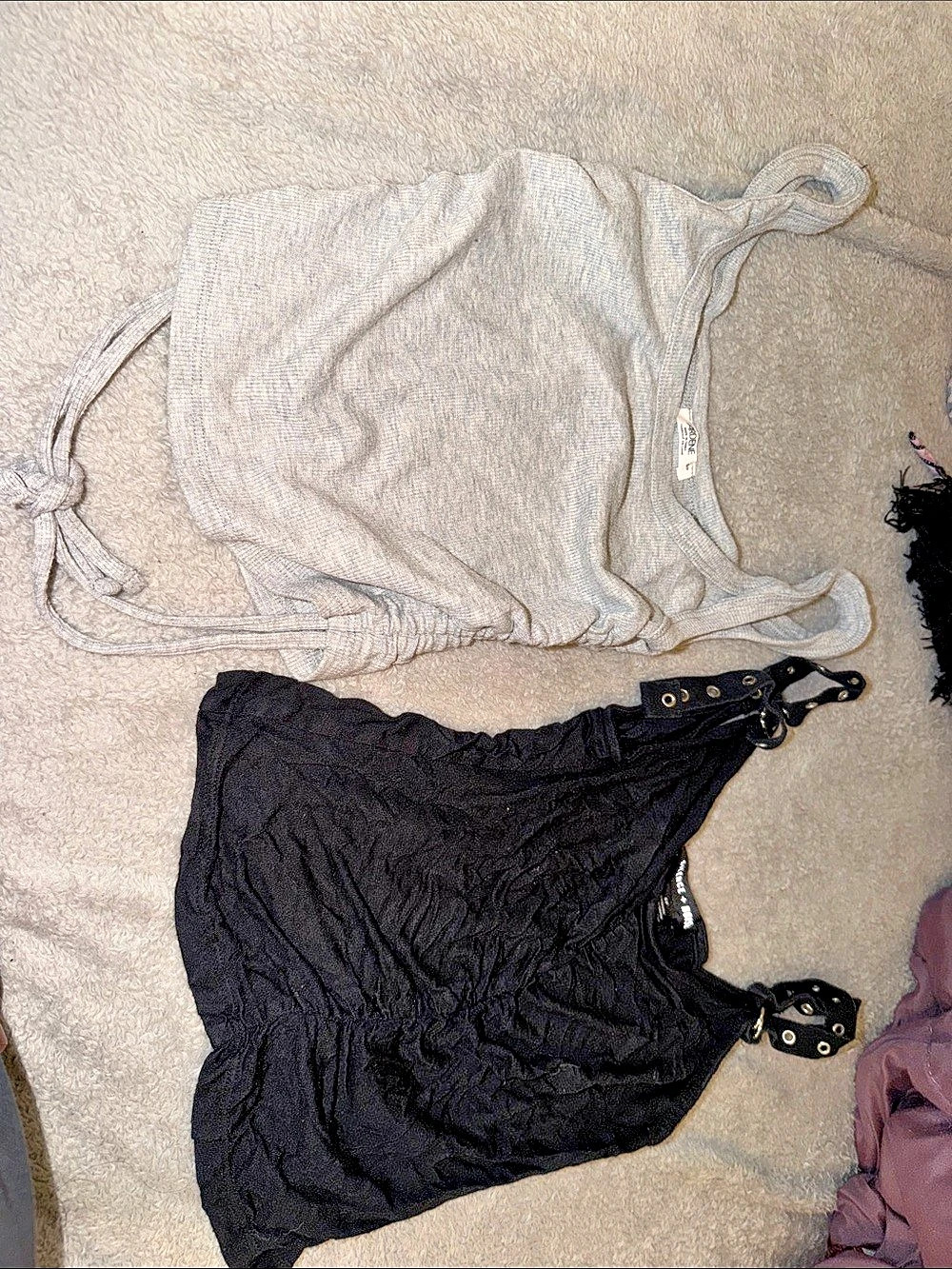 Silence + Noise Ruched Strappy Crop Top Black & Ardene Gray Size Small